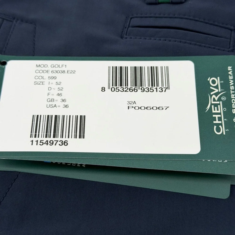 Chervo Golf Shorts Mens 36 Navy Blue Golf Tex Performance Stretch Flat Front New